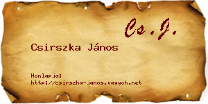 Csirszka János névjegykártya