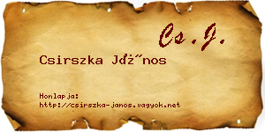 Csirszka János névjegykártya
